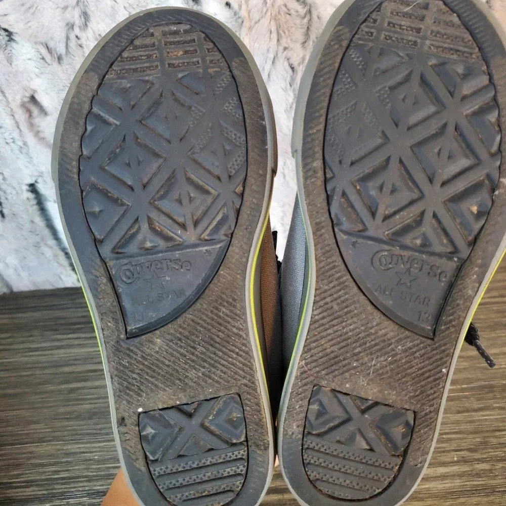 Converse Chuck Taylor Kids Street Slip Mason/Bold‎ Lime Slip on Shoes Sz 13
